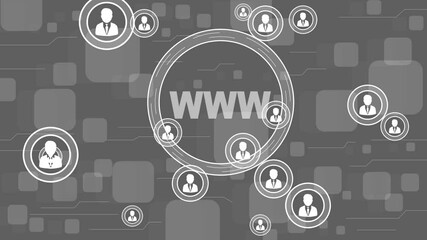 Businessman pressing button www web network. Computer technology virtual reality and technology background.