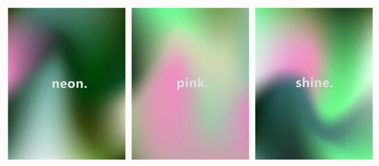 Poster - This vector illustration uses soft, blended gradients in mint green, malachite, and cyclamen pink shades. It features the modern, popular blurry gradient trend of 2025.