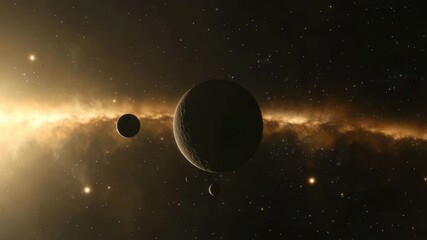 Wall Mural - journey through the cosmos with planets and celestial bodies glowing in the vast universe, space jou