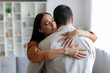 © Home-stock - Family support. Woman embracing husband for comfort, grief and care after bad news or problems, hugging for empathy, love and hope together