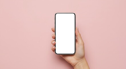 Hand holding smartphone mockup blank screen