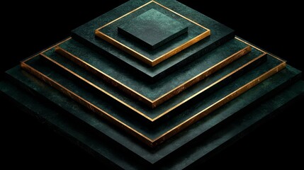 Aufkleber - Pyramid made of black and gold squares