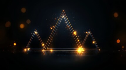 Aufkleber - Series of triangles are lit up in the dark. The triangles are arranged in a pyramid shape