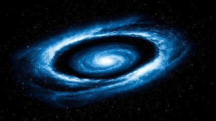 Aufkleber - Spiral galaxy with a blue center and a dark background. The galaxy is surrounded by a blue and white swirl