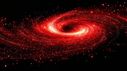 Aufkleber - Spiral galaxy with red and white swirls. The galaxy is filled with bright red and white stars