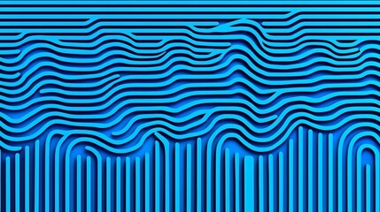 Fototapete - The image is a blue and white abstract painting with a blue wave pattern. The blue color is dominant and the white color is used to create contrast