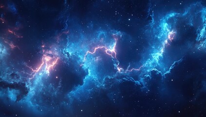 Wall Mural - deep space nebula with swirling, vibrant colors and electrical discharges