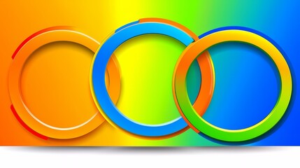 Aufkleber - Three circles of different colors are displayed on a bright background. The circles are arranged in a way that they appear to be overlapping each other. The colors of the circles are orange