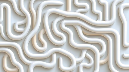 Poster - White maze with many white lines. The lines are curved and twisted. The maze is very long and narrow