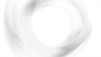 Fototapete - Light grey and white smooth glossy circles abstract geometric background. Seamless looping soft ring motion design. Video animation Ultra HD 4K 3840x2160