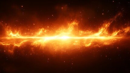 Wall Mural - A Bright Fiery Space Nebula Glows Against The Dark Sky