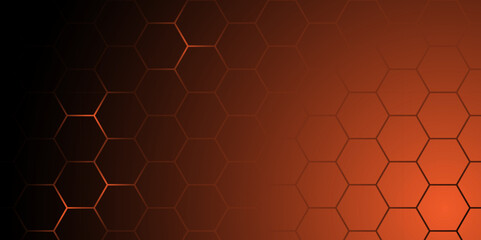 Wall Mural - abstract red hexagon technology background vector. futuristic red tech grid hex pattern. dark red ho