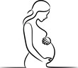 © logodesign11 - Pregnant Woman One Line Drawing – Minimal Silhouette Art Set Motherhood Line Art – Expecting Mom Silhouette Vector Set