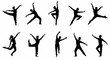 © Taufik - Silhouettes of people dancing on white background. Generative AI