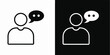 © Mr - person icon, silhouette, black and white, simple, minimalist, talking, speech bubble