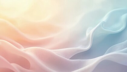 Fototapete - Pastel colors create serene, calming abstract background. Soft flowing silky waves texture. Gentle gradient design evokes peaceful, dreamy aesthetic. Ideal for wellness themes.