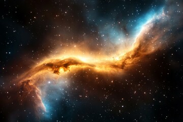 Wall Mural - long, orange and blue cloud of gas and dust in space