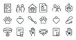 © Svitlana - Pet adoption linear icons set – outline, silhouette, animal welfare and care symbols