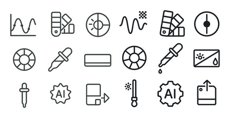 Design tools icons set – outline, linear, creative and graphic design symbols