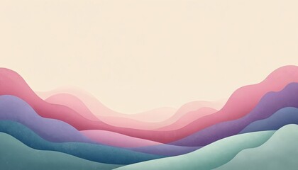 Aufkleber - Abstract minimalist landscape illustration with organic shapes. Pastel colors create calming mood. Suitable backgrounds for presentations posters cards. Aesthetic artistic design, trendy wallpaper,