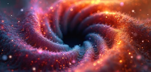 Poster - Abstract 3D rendering multicolor fractal light background. Dynamic swirling form, energy, fire, flames, heat. Illustration evokes bright fantasy, space. Ideal for design, wallpaper, art, decoration.
