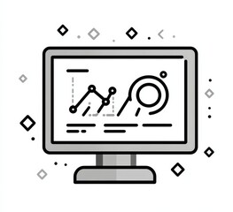 Wall Mural - simple black and white vector icon of website analytics,