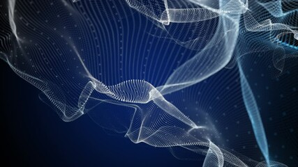 Wall Mural - futuristic video animation with particle wave object in slow motion, 4096x2304 loop 4k