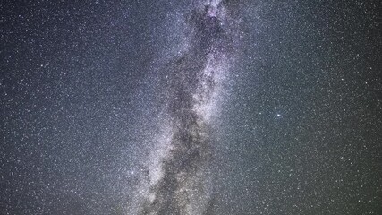 Wall Mural - beautiful night sky time lapse with bright milky way galaxy on dark sky. starry night background.