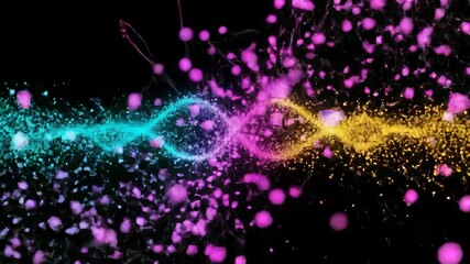 Wall Mural - abstract animation of colorful particles forming an infinity symbol against black background