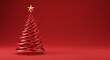 © Bruce - 3D Illustration Of Red Christmas Tree With Golden Star On Red Background