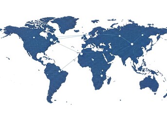  Abstract World Map Illustration in Blue Texture on White Background