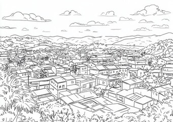  Paesaggio urbano in bianco e nero, vista aerea