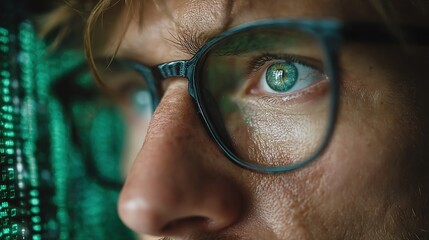 Intense Focus: A Close-Up of a Programmer's Eye