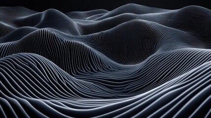 Wall Mural - abstract digital landscape of undulating lines.