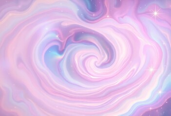 Wall Mural - Whimsical pastel nebula swirls with iridescent stars and soft glowing light, painting, magical