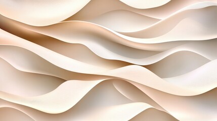 Wall Mural - Abstract design featuring layered, flowing curves in soft beige tones.