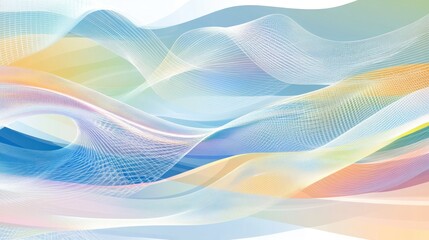 Wall Mural - Abstract design with flowing lines and pastel colors.