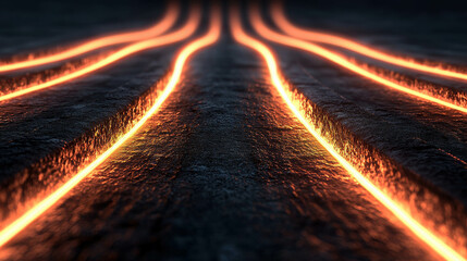 Wall Mural - abstract representation of flowing light on dark surface creating dynamic patterns that evoke moveme