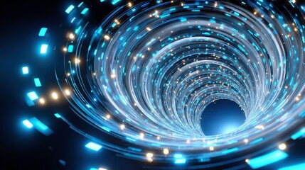 Wall Mural - digital tunnel, abstract technology, data flow - futuristic background