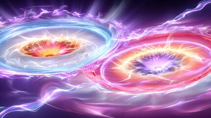 Wall Mural - quantum energy, abstract physics, science innovation. futuristic plasma vortex background with vibra