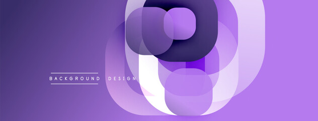 Aufkleber - Abstract purple background. Overlapping circles create dynamic shape, modern design element. Minimalist style, smooth gradients present.