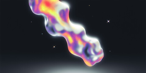 Wall Mural - colorful abstract fluid shape floating in dark space with stars