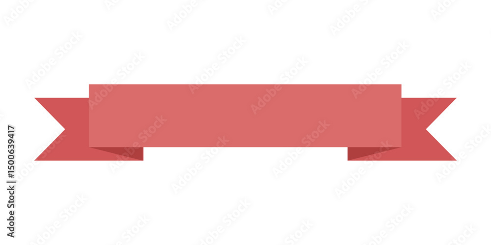 Red Flat Ribbon Banner Design Element for Web and Print