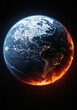 © Justins - 3D Realistic Illustration of Earth Planet in Space with Blue Orange Glow