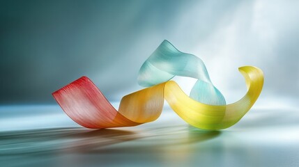 Wall Mural - Abstract design featuring colorful, flowing ribbons.