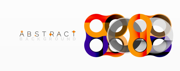 Fototapete - Colorful overlapping circles create modern abstract design. Bright hues, geometric shapes, simple composition. Clean background.