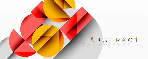 Aufkleber - Modern geometric design. Overlapping shapes create dynamic composition. Red, yellow, gray tones dominate visual space. Minimalist aesthetic.