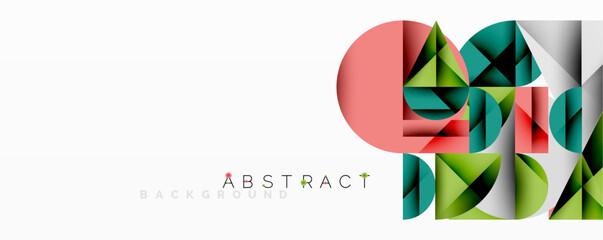 Poster - Abstract geometric shapes overlap, creating modern design. Soft colors blend with white background. Minimalist composition.