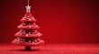 © Judy - Christmas Tree 3D Rendered Against Red Background Decorated With Glitter And Star