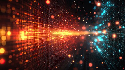Wall Mural - abstract image showcasing a digital network with glowing particles and data streams
